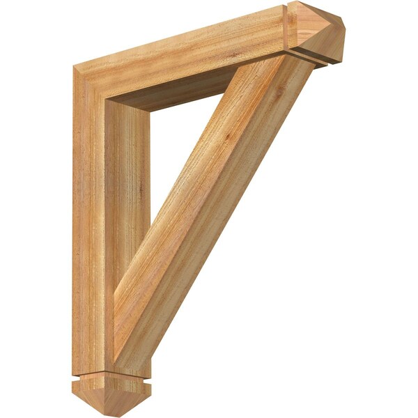 Ekena Millwork Traditional Arts and Crafts Rough Sawn Bracket w/ Offset Brace, Western Red Cedar, 6"W x 28"D x 32"H BKT0604X28X32TRA03RWR - main